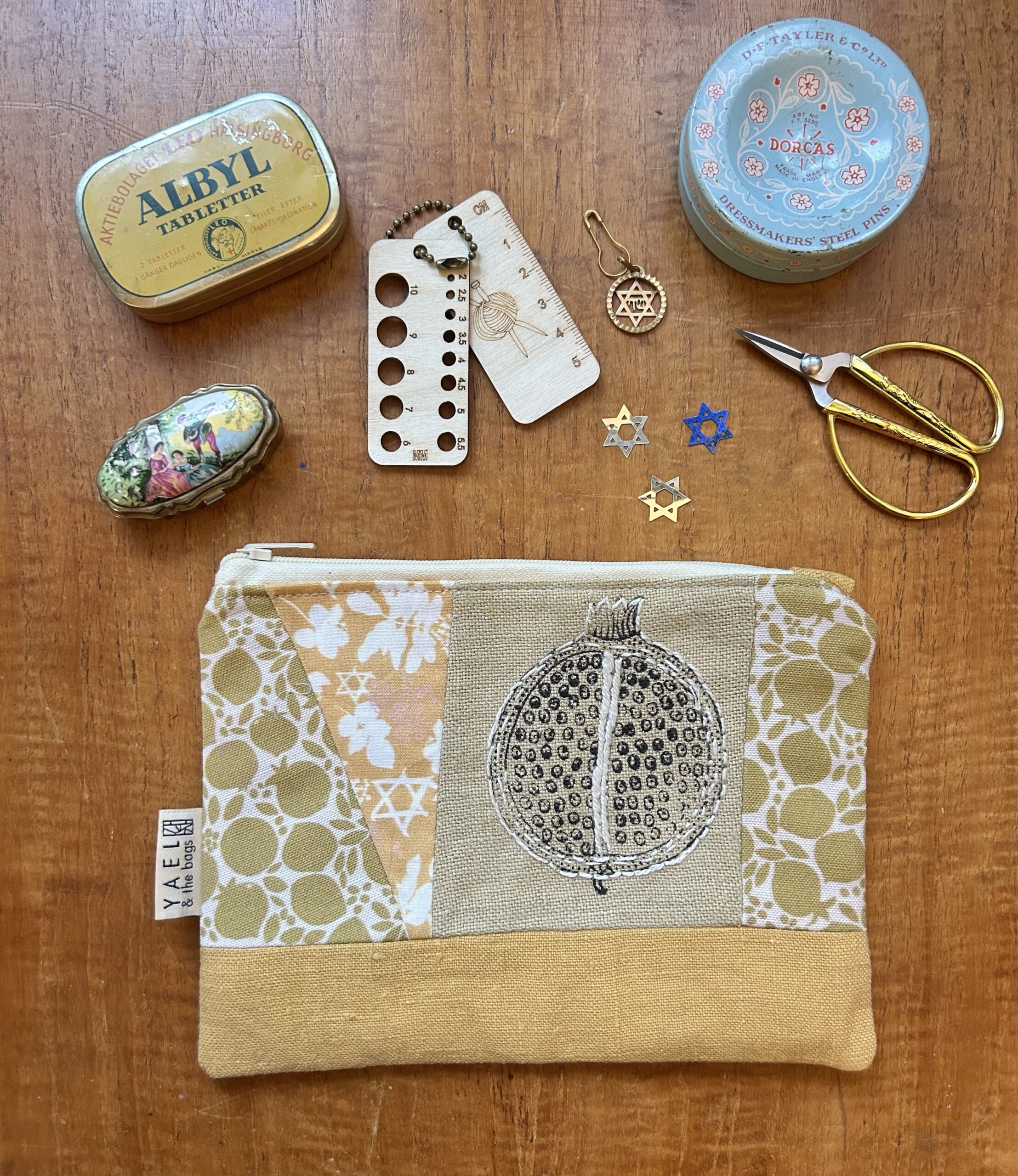 Sara - Block print pomegranate yellow